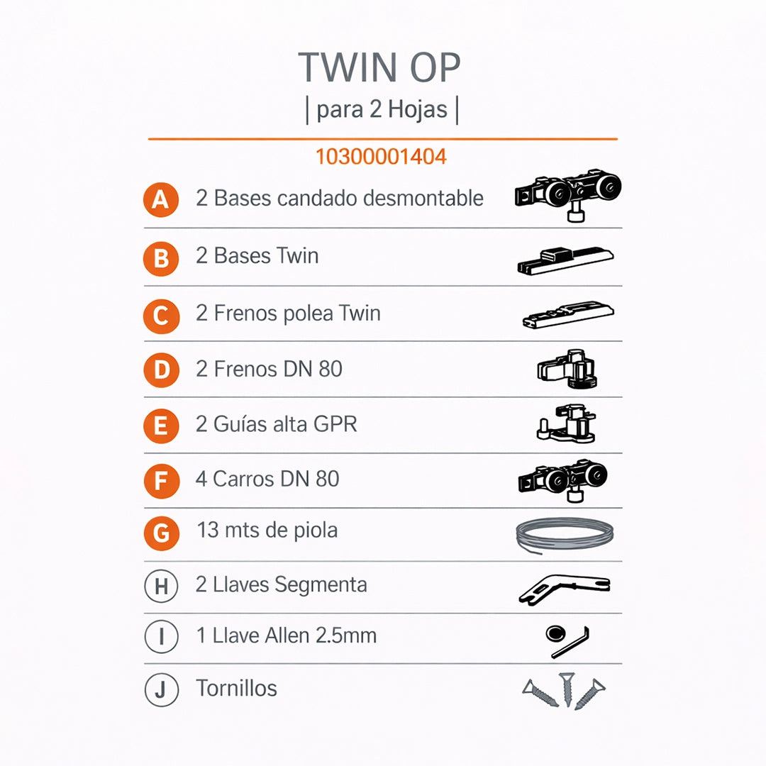 COMPONENTES TWIN OP-DUCASSE INDUSTRIAL-10300001404-SISTEMA CORREDIZO SINCRONIZADO OPUESTO-EXCELSIOR PERU