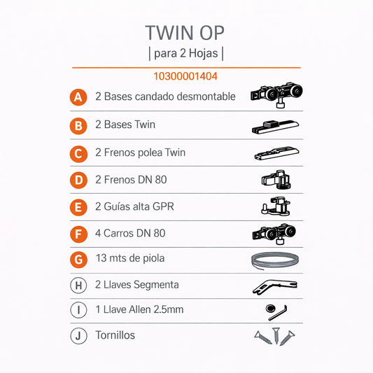 COMPONENTES TWIN OP-DUCASSE INDUSTRIAL-10300001404-SISTEMA CORREDIZO SINCRONIZADO OPUESTO-EXCELSIOR PERU