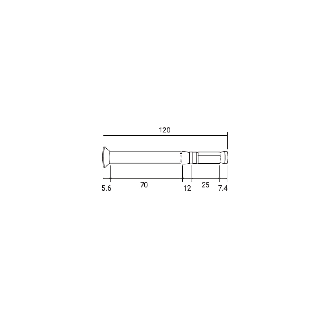 MEDIDAS PERNO DE EXPANSION PARA SISTEMA GLASSRAIL OLIMPIA HARDWARE FBOLT12X120