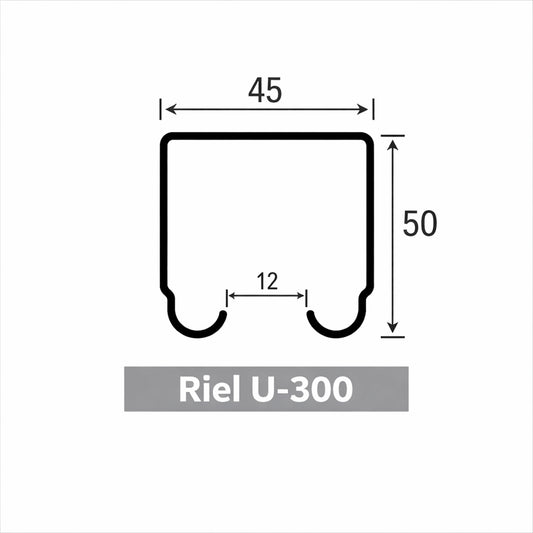 RIEL U-300 GALVANIZADO - DUCASSE INDUSTRIAL | RIEL PARA PORTONES COLGANTES -6 mts