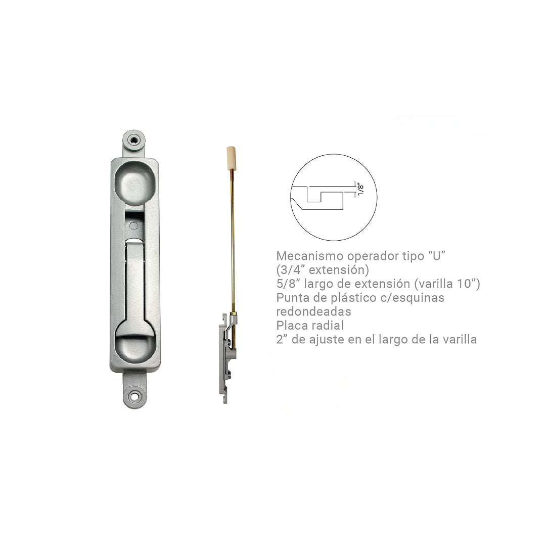 Picaporte Embutido Flushbolt Olimpia Hardware FB1202A Detalles