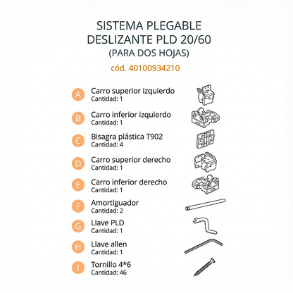 COMPONENTES-PLD 20/60-DUCASSE INDUSTRIAL-40100934210-  SISTEMA PLEGABLE DESLIZANTE-EXCELSIOR PERU