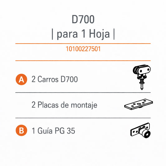 COMPONENTES D-700 DUCASSE INDUSTRIAL EXCELSIOR PERU_CORREDERA PARA PORTONES PESADOS HEAVY DUTY