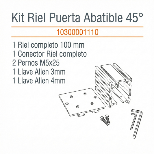 COMPONENTES KIT RIEL PUERTA ABATIBLE SIGMA 45º-DUCASSE INDUSTRIAL-10300001110-EXCELSIOR PERU