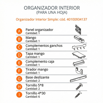 COMPONENTES ORGANIZADOR INTERIOR SIMPLE-DUCASSE INDUSTRIAL-40100934137-EXCELSIOR PERU