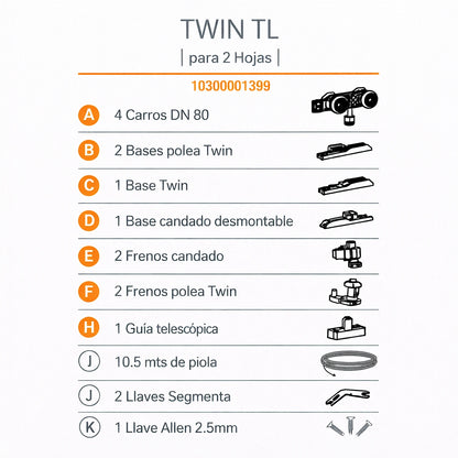 COMPONENTES TWIN TL DUCASSE INDUSTRIAL 10300001399 -EXCELSIOR PERU-sistema sincronizado telescópico