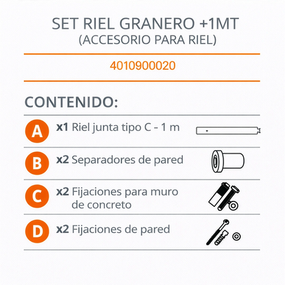 COMPONENTES SET RIEL GRANERO + 1 MT - DUCASSE INDUSTRIAL 4010900020 EXCELSIOR PERU