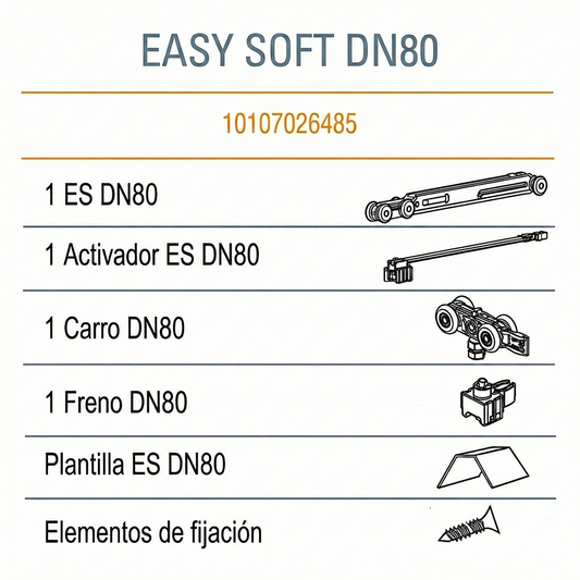 Componentes Cierre Suave Easy Soft DN-80 de DUCASSE INDUSTRIAL EXCELSIOR PERU SISTEMAS CORREDIZOS