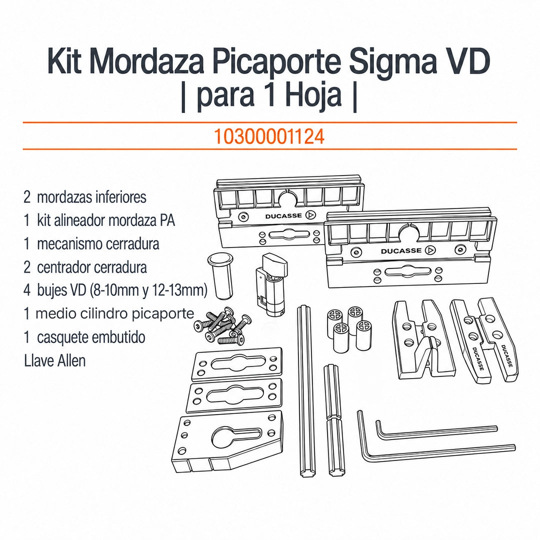 Componentes Kit Mordaza Picaporte Sigma 1 Hoja-DUCASSE-INDUSTRIAL-10300001124-EXCELSIOR PERU