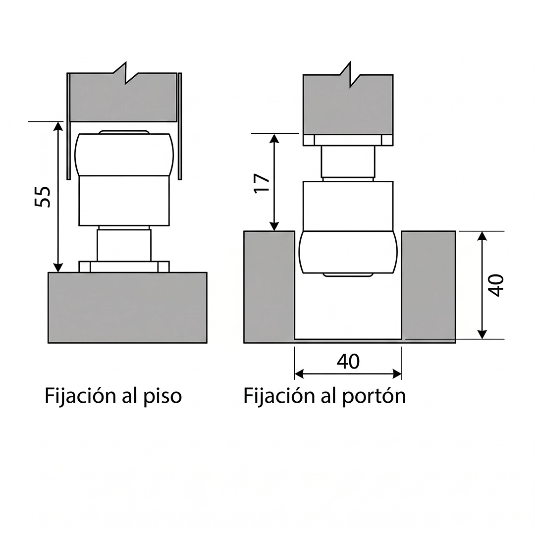 ESQUEMA APLICACION GUIA PG-35 - DUCASSE INDUSTRIAL 10101105501 EXCELSIOR PERU ACCESORIOS PARA PORTONES