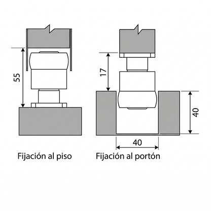 ESQUEMA APLICACION GUIA PG-35 - DUCASSE INDUSTRIAL 10101105501 EXCELSIOR PERU ACCESORIOS PARA PORTONES