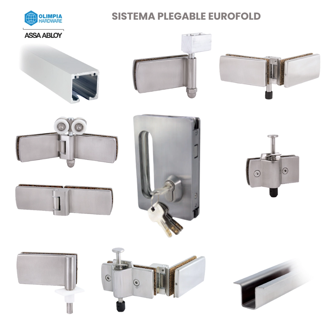 KIT SISTEMA PLEGABLE 3 HOJAS- 2.4 metros-EUROFOLD OLIMPIA HARDWARE  ASSA ABLOY -
