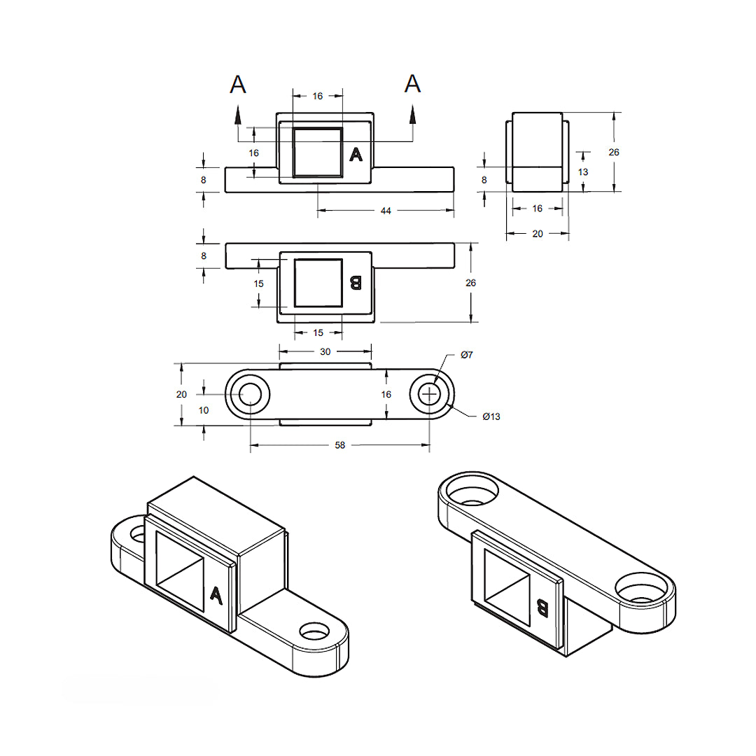 MEDIDAS PF003-KDOR - OLIMPIA HARDWARE  INSERTO PARA HERRAJE INFERIOR