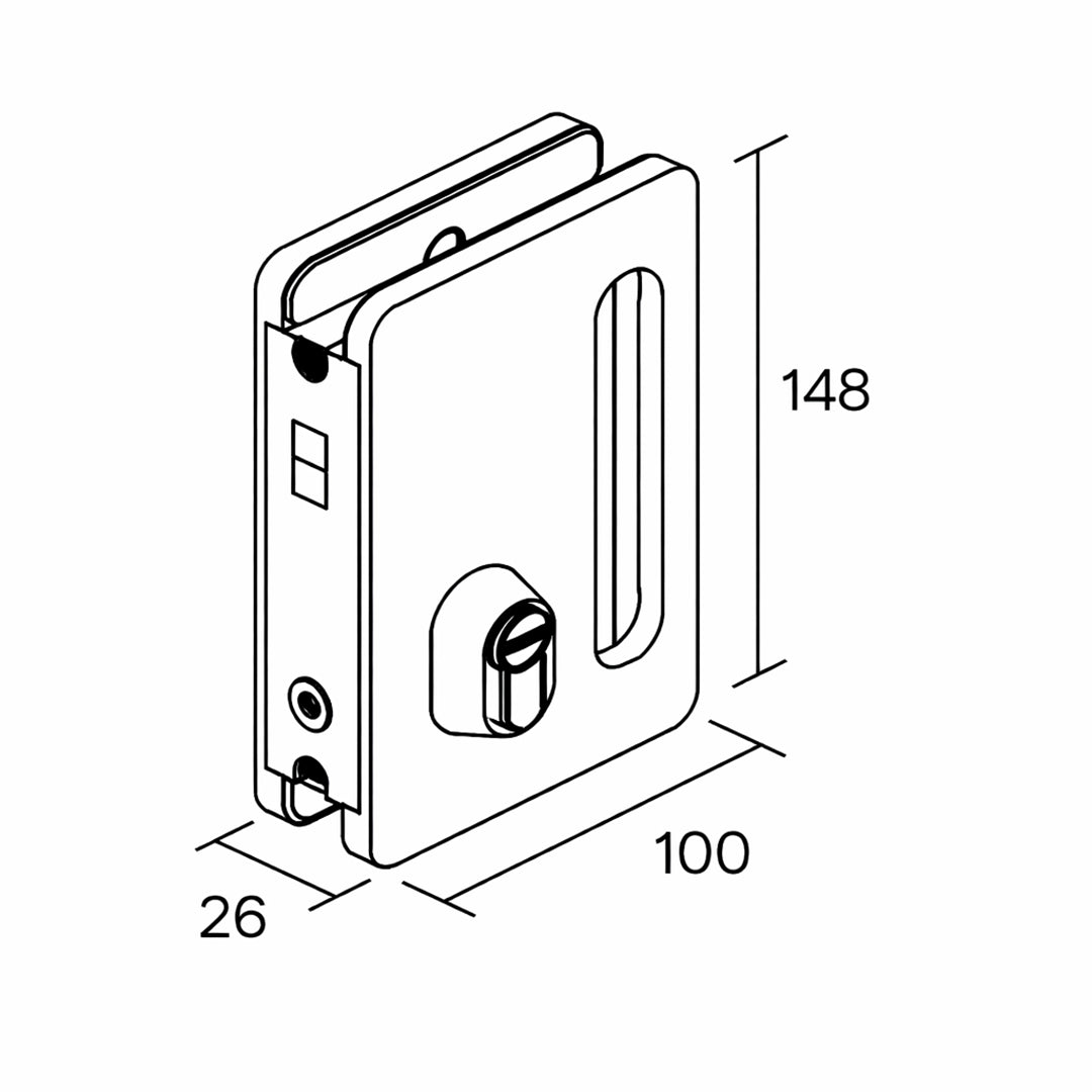 MEDIDAS GL40N-OLIMPIA HARDWARE ASSA ABLOY-CERRADURA PICO DE LORO PUERTAS DE VIDRIO-EXCELSIOR PERU