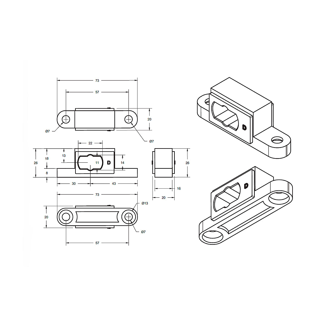MEDIDAS PF003-KDOR - OLIMPIA HARDWARE  INSERTO PARA HERRAJE INFERIOR