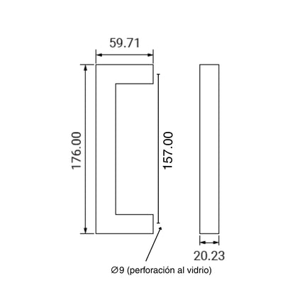 HALADERA CUADRADA PP304-3/4-BK OLIMPIA HARDWARE