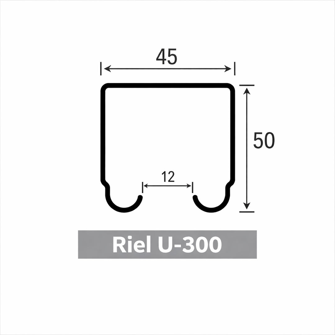 RIEL U-300 GALVANIZADO - DUCASSE INDUSTRIAL | RIEL PARA PORTONES COLGANTES -6 mts