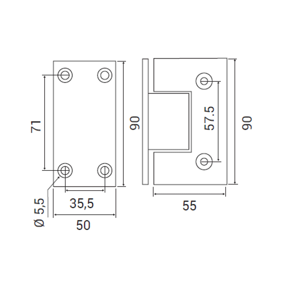 BISAGRA MURO A VIDRIO SH311-CR | OLIMPIA HARDWARE ASSA ABLOY