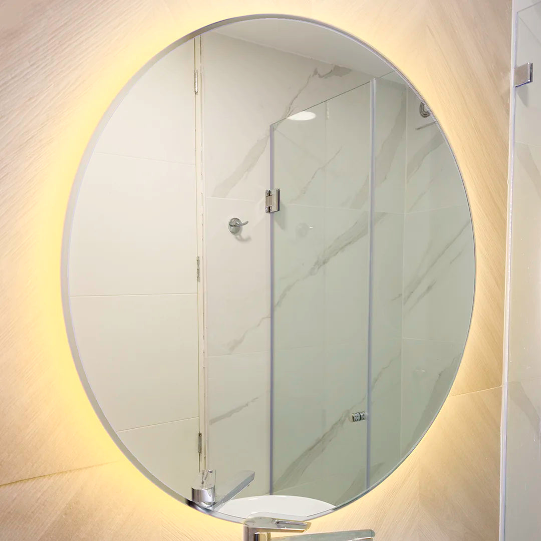 Espejo circular retroiluminado con luz LED cálida 60 cm y Sensor de proximidad